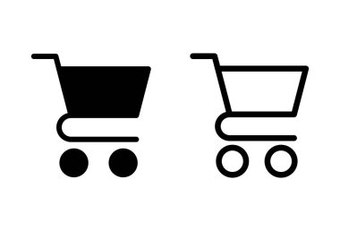 Alışveriş ikonu seti. Alışveriş arabası ikonu. Trolley simge vektörü