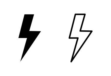 Şimşek simgesi ayarlandı. Elektrik ikon vektörü. Güç simgesi. enerji işareti