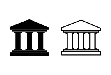 Banka simgesi seti. Banka vektör simgesi, müze, üniversite