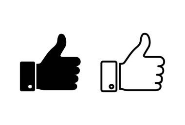 Thumbs up icon set. Hand like. Like icon vector.  clipart