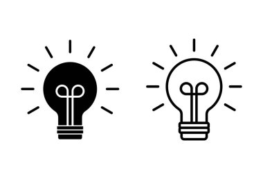 Lamba simgesi ayarlandı. Ampul simgesi vektörü. fikir sembolü.