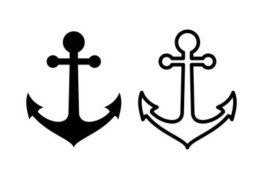 Çapa simgesi ayarlandı. Çapa sembolü logosu. Çapa deniz simgesi.