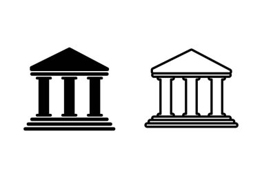 Banka simgesi seti. Banka vektör simgesi, müze, üniversite