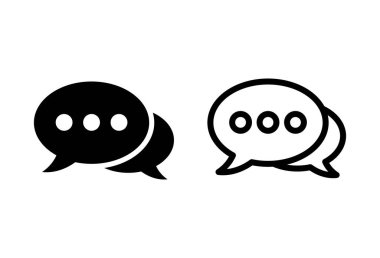 Sohbet simgesi ayarlandı. Konuşma balonu ikonu. Yorum simgesi vektörü. Mesaj var. Bizimle irtibata geç