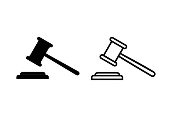 Набор иконок молотка. судья вектор значка молотка. вектор иконы закона. аукционный молоток