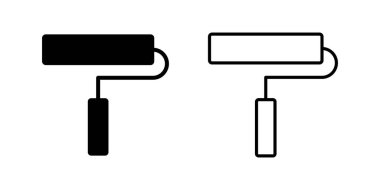 Boya simgesi seti. boya fırçası ikon vektörü. boyama silindiri vektörü