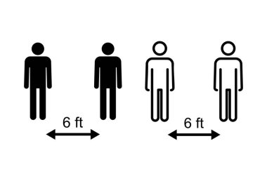 Sosyal uzaklık simgesi ayarlandı. Sosyal uzaklık simgesi. Kendini karantina işareti