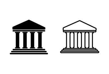 Banka simgesi seti. Banka vektör simgesi, müze, üniversite