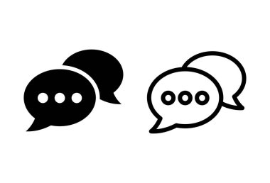 Sohbet simgesi ayarlandı. Konuşma balonu ikonu. Yorum simgesi vektörü. Mesaj var. Bizimle irtibata geç