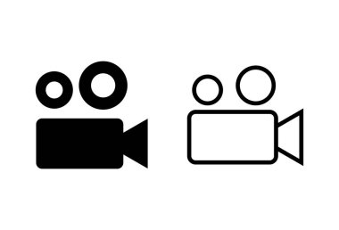 Video simgesi seti. Video kamera ikon vektörü. Film tabelası. Sinema