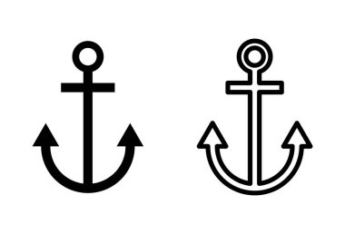 Çapa simgesi ayarlandı. Çapa sembolü logosu. Çapa deniz simgesi.