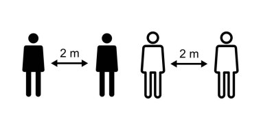 Sosyal uzaklık simgesi ayarlandı. Sosyal uzaklık simgesi. Kendini karantina işareti
