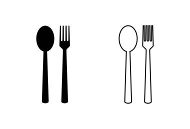 kaşık ve çatal ikonu seti. kaşık, çatal ve bıçak ikonu vektörü. restoran simgesi