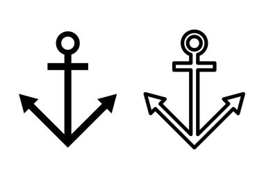 Çapa simgesi ayarlandı. Çapa sembolü logosu. Çapa deniz simgesi.