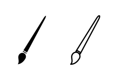 Boya simgesi seti. boya fırçası ikon vektörü. boyama silindiri vektörü