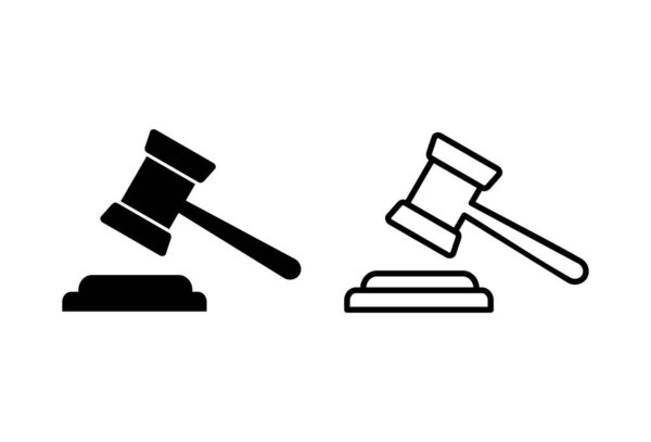 Набор иконок молотка. судья вектор значка молотка. вектор иконы закона. аукционный молоток