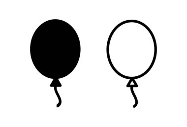 Balon simgesi ayarlandı. Parti balonu süsleme doğum günü vektörü. Balon siyah siluet simgesi