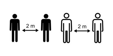 Sosyal uzaklık simgesi ayarlandı. Sosyal uzaklık simgesi. Kendini karantina işareti