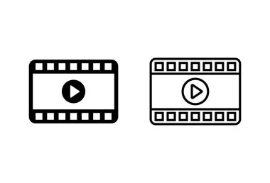 Video simgesi seti. Video kamera ikon vektörü. Film tabelası. Sinema