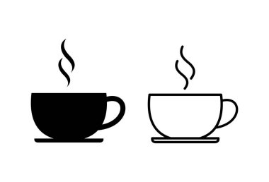 Kahve fincanı ikonu seti. Bir kahve ikonu vektörünü kap.