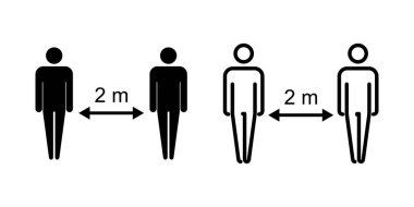 Sosyal uzaklık simgesi ayarlandı. Sosyal uzaklık simgesi. Kendini karantina işareti