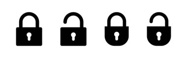 Kilit simgesi ayarlandı. Asma kilit ikon vektörü. Şifreleme simgesi. Güvenlik sembolü