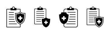 Tıbbi sigorta ikonu seti. sağlık sigortası simgesi