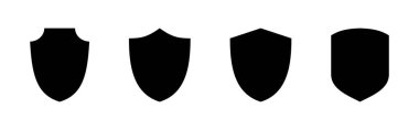 Kalkan simgesi ayarlandı. Koruma ikonu vektörü. Güvenlik vektör simgesi