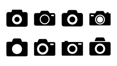 Kamera simgesi ayarlandı. Fotoğraf makinesi simgesi. kamera fotoğrafçılık simgesi.