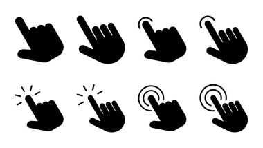 El tıklama simgesi seti. işaret simgesi vektörü. el imleç simgesi vektörü