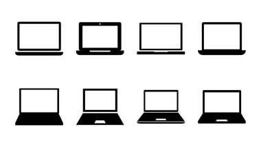 Dizüstü bilgisayar simgesi ayarlandı. bilgisayar simgesi vektörü