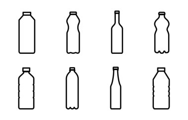 Şişe simgesi seti. şişe vektör simgesi