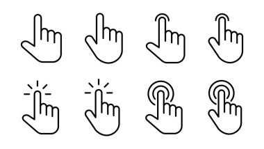 El imleç simgesi seti. İmleç simgesi vektörü. el imleç simgesi tıklaması