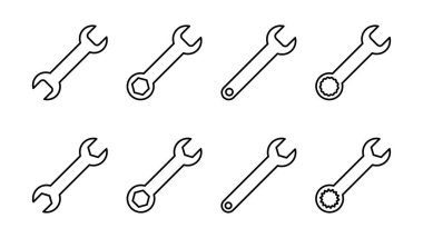 Anahtar simgesi seti. Simge vektörünü onar. araçlar simgesi vektörü