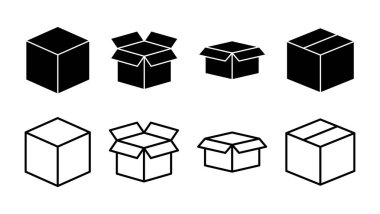 Kutu simgesi seti. kutu vektör simgesi, paket, paket