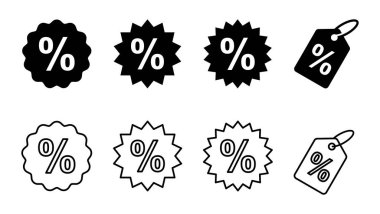 İndirim simgesi seti. İndirim etiketi simgesi.