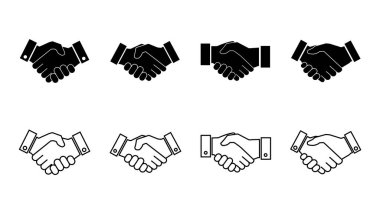 Tokalaşma simgesi ayarlandı. İş tokalaşması. iletişim anlaşması