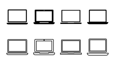 Dizüstü bilgisayar simgesi ayarlandı. bilgisayar simgesi vektörü