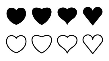 Aşk ikonu seti. Kalp ikonu vektörü. Simge vektörü gibi.