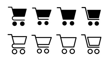 Alışveriş ikonu seti. Alışveriş arabası ikonu. Trolley simge vektörü