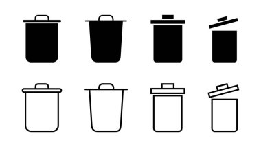 Çöp simgesi vektörü. Çöp kutusu simgesi. Simge vektörünü sil. çöp