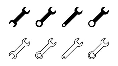 Anahtar simgesi seti. Simge vektörünü onar. araçlar simgesi vektörü