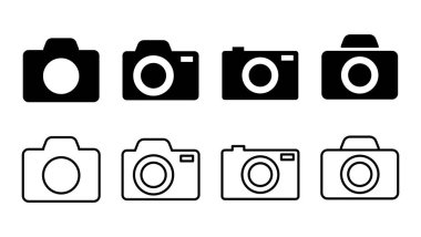 Kamera simgesi ayarlandı. Fotoğraf makinesi simgesi. kamera fotoğrafçılık simgesi.