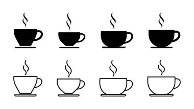Kahve fincanı ikonu seti. Bir kahve ikonu vektörünü kap.