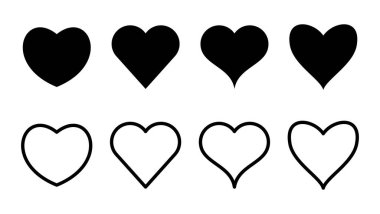 Aşk ikonu seti. Kalp ikonu vektörü. Simge vektörü gibi.