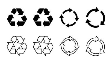 Geri dönüşüm simgesi seti. Vektör simgesi geri dönüşümü.