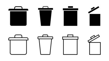 Çöp simgesi vektörü. Çöp kutusu simgesi. Simge vektörünü sil. çöp