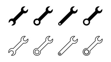 Anahtar simgesi seti. Simge vektörünü onar. araçlar simgesi vektörü