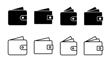 Cüzdan simgesi ayarlandı. cüzdan vektör simgesi