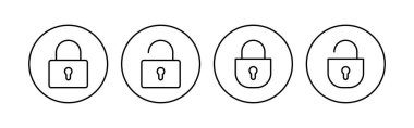 Kilit simgesi ayarlandı. Asma kilit ikon vektörü. Şifreleme simgesi. Güvenlik sembolü